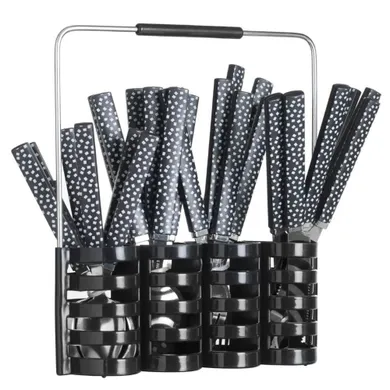 Secret de Gourmet, komplet sztućców ze stojakiem, stal nierdzewna, czarny