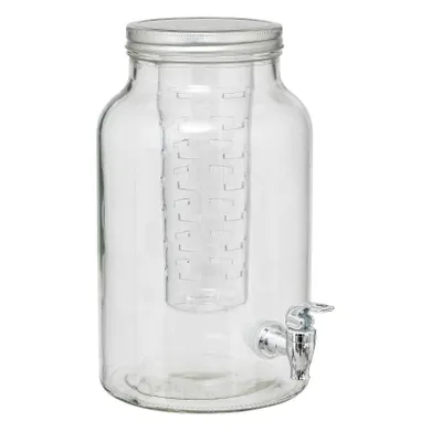 Secret de gourmet, szklany dozownik do napojów z kranikiem i wkładem na owoce, fuzy, 6 l