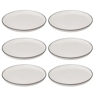 Secret de Gourmet, talerze obiadowe porcelanow, Alix, czarna obwódka, średnica 27 cm, 6 szt.