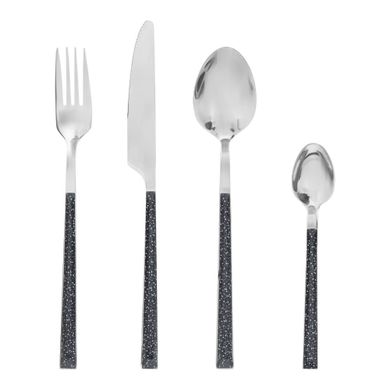 Secret de Gourmet, zestaw sztućców dla 6 osób, Geomhygge, z czarną rączką w kropki