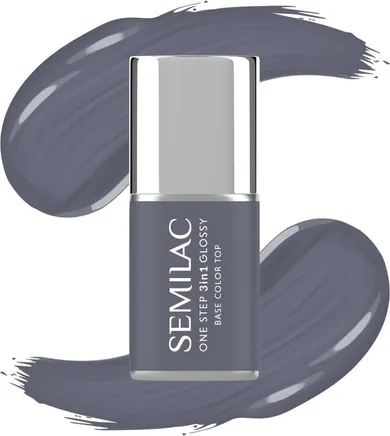 Semilac, One Step Glossy 3in1, lakier hybrydowy do paznokci s185 stone grey, 7 ml