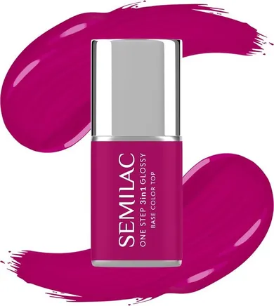 Semilac, One Step Glossy 3in1, lakier hybrydowy do paznokci s595 bright purple, 7 ml