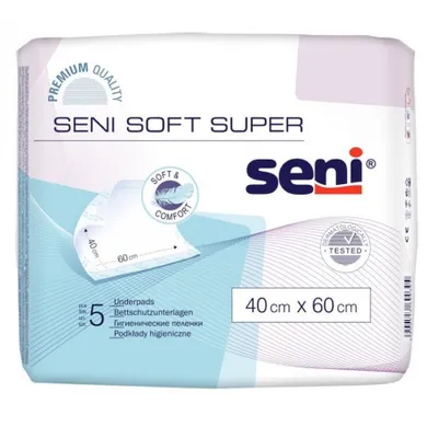 Seni Soft Super, Happy, podkłady higieniczne, 40-60 cm, 5 szt.