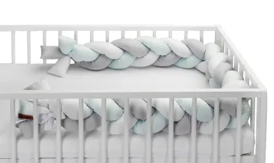 Sensillo, ochraniacz do łóżeczka, warkocz, miętowy, 210 cm