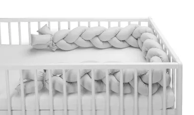 Sensillo, ochraniacz do łóżeczka, warkocz, szary, 210 cm