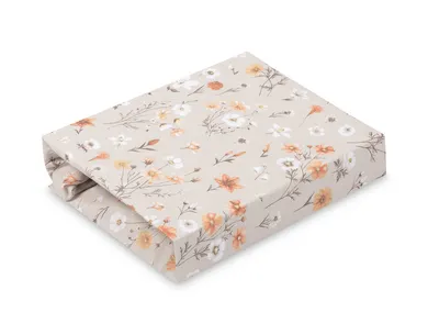 Sensillo, prześcieradło drukowane, bawełna, bloom beige, 60-120 cm