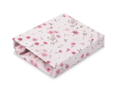 Sensillo, prześcieradło drukowane, bawełna, bloom pink, 60-120 cm