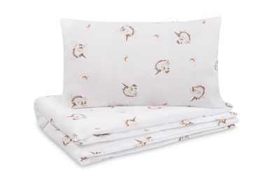 Sensillo, Unicorn, 2-częściowy komplet pościeli bawełnianej, beige, 100-135 cm