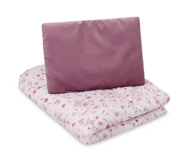 Sensillo, Velvet, komplet do łóżeczka: kocyk + poduszka, bloom pink