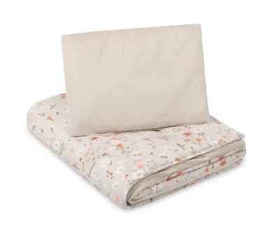 Sensillo, Velvet, komplet do łóżeczka: poduszka i kocyk, bloom beige