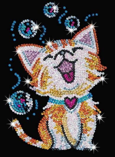 Sequin Art, Red, obrazek z cekinów, Kotek Bubbles, 25-34 cm