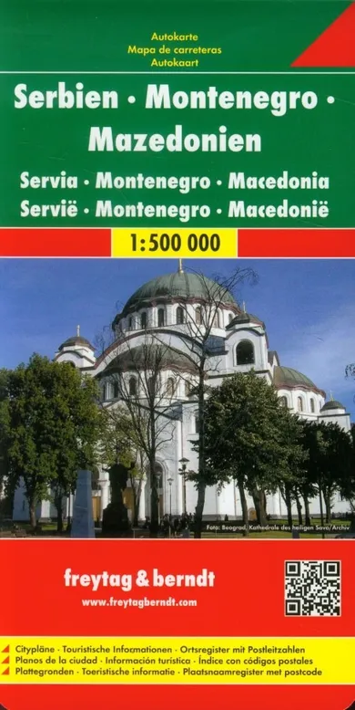 Serbia. Czarnogóra. Macedonia. Mapa. Skala: 1:500 000