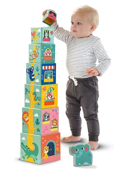 SES Creative, wieża z klocków, zwierzęta