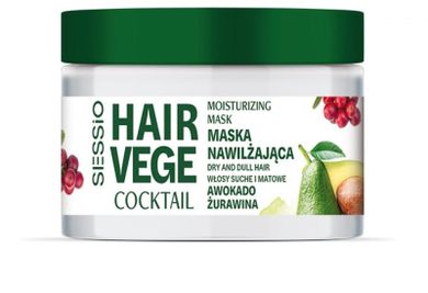 Sessio, Hair Vege Cocktail, maska nawilżająca do włosów, awokado i żurawina, 250 ml