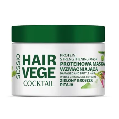 Sessio, Hair Vege Cocktail, proteinowa maska wzmacniająca, Zielony Groszek i Pitaja, 250g