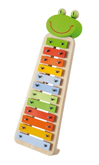 Sevi, kolorowy drewniany ksylofon z żabką