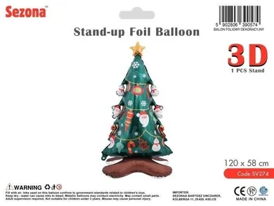 Sezonaa, balon foliowy, stojący, choinka, 120-58 cm
