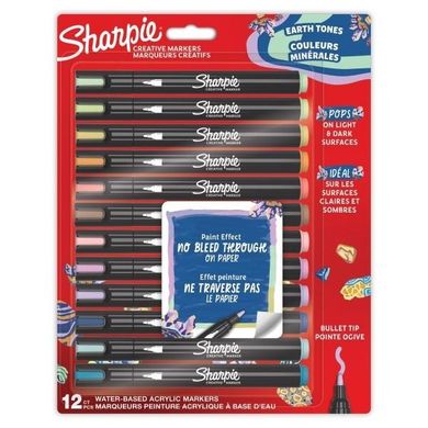 Sharpie, markery akrylowe, odcienie Ziemi, 12 kolorów