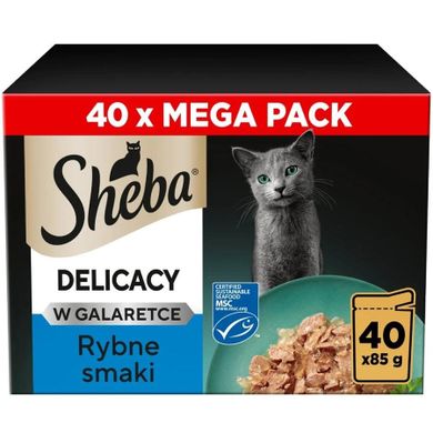 Sheba, Delicacy, mokra karma dla kota, rybne smaki w galaretce, 40-85g
