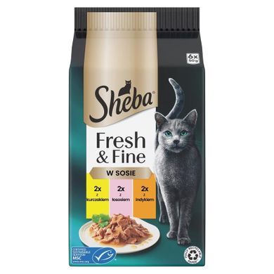 Sheba, Fresh & Fine, mięsne dania w sosie, karma mokra dla kotów, 6-50g