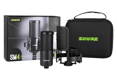 Shure, SM4-K-KIT, mikrofon pojemnościowy, zewnętrznie polaryzowany, uchwyt, popfiltr, etui