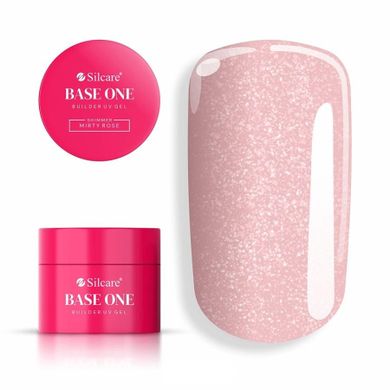 Silcare, Base One Gel, żel budujący do paznokci, shimmer misty rose, 50g