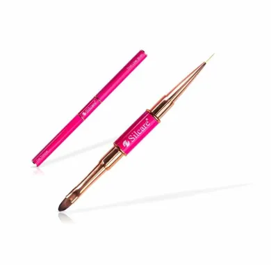 Silcare, pędzelek dwustronny do akrylożelu i zdobień, nr 7 „koci język”