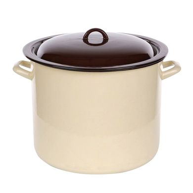 Silesia, garnek z pokrywą, 16,6l, śr. 30 cm wys. 25,2 cm, krem, ciemny środek
