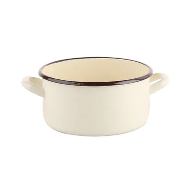 Silesia, rondel emaliowany, 2,1l, śr. 18 cm wys. 9,5 cm, krem
