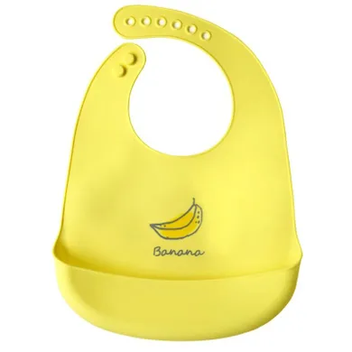 Silikonowy śliniak z kieszonką, dla dzieci, banan, żółty