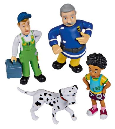Simba, Strażak Sam, Mike, Mandy, Steele i Schnuffi, zestaw 4 figurek z naklejkami