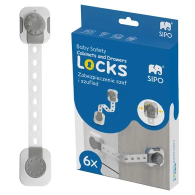 Sipo, zestaw zabezpieczeń do szaf i szuflad z funkcją smart lock, 6 szt.