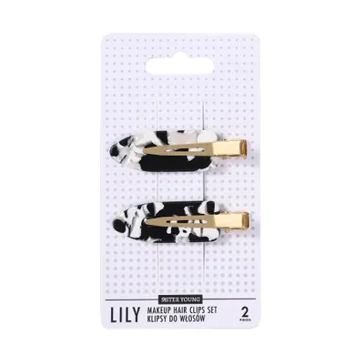 Sister Young, Lily, klipsy do włosów do makijażu, Black & White, 2 szt.