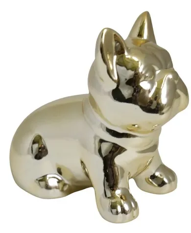 Skarbonka ceramiczna, buldog, złoty, 12-7-10 cm