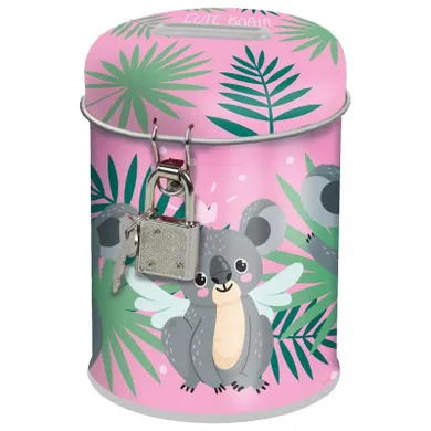 Skarbonka metalowa, zamykana, okrągła, Koala
