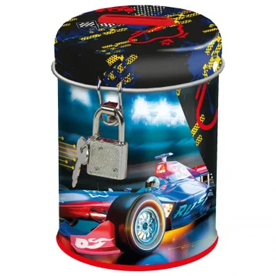 Skarbonka metalowa, zamykana, okrągła, Race Team