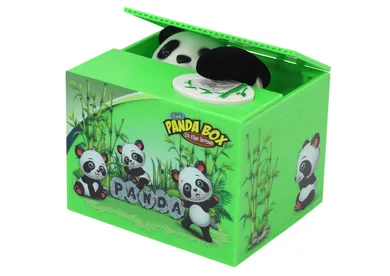 Skarbonka, nauka oszczędzania, zielone pudełko, Panda