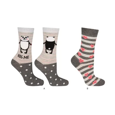 Skarpetki damskie, nie do pary, Hug me, 35-40, zestaw, 2 szt., Soxo