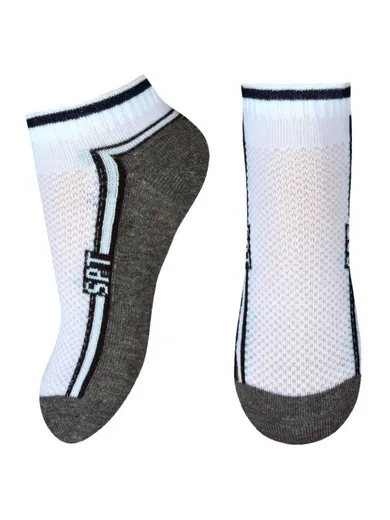 Skarpetki dziecięce, stopki, biało-szare, Milusie