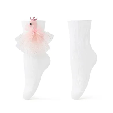 Skarpetki dziewczęce, białe, Be Snazzy