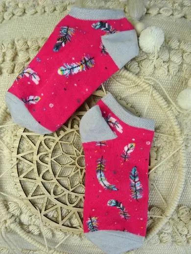 Skarpetki dziewczęce, stopki, różowo-szare, Milusie