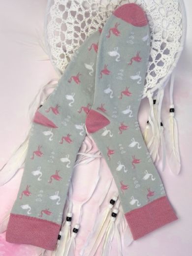 Skarpetki dziewczęce, szaro-różowe, Milusie