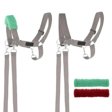 Skippi, Hobby Horse, kantar, wodze + futerka dla konika na kiju, szary