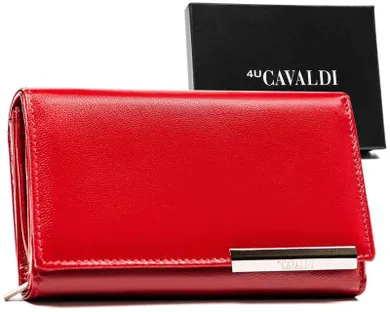 Skórzany portfel damski na zatrzask, 4U Cavaldi