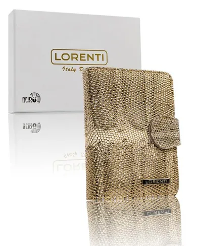 Skórzany portfel damski z systemem RFID Protect, zapinany zatrzaskiem, Lorenti
