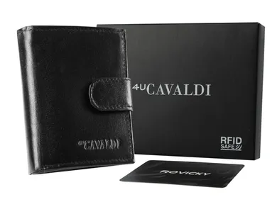 Skórzany portfel męski średnich rozmiarów z systemem RFID, 4U Cavaldi