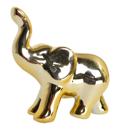 Słoń ceramiczny, złoty, 5-3-6 cm