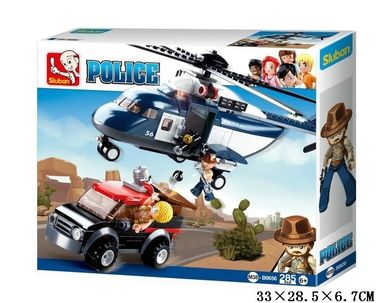 Sluban, Policja, helikopter i pojazd złodzieja, klocki, 285 elementów