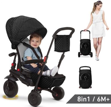 Smart Trike, Folding Trike 700 8w1, składany rowerek z funkcją spacerówki, czarny