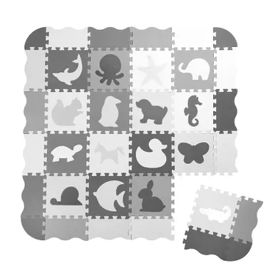 Smiki, kontrastowa mata piankowa, biało-szara